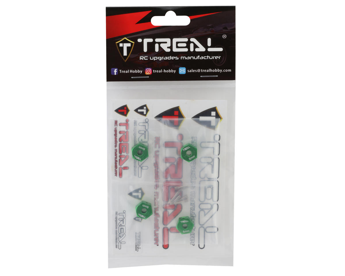 Treal Hobby Losi Mini LMT Aluminum 12mm Wheel Hex Adaptors (Green) (4)