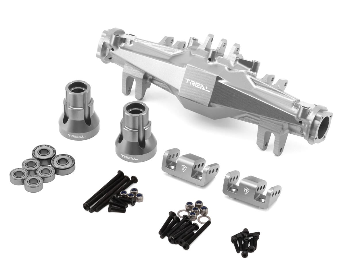 Treal Hobby Losi LMT 2.0 7075 Aluminum Rear Axle Housing Set (Silver)