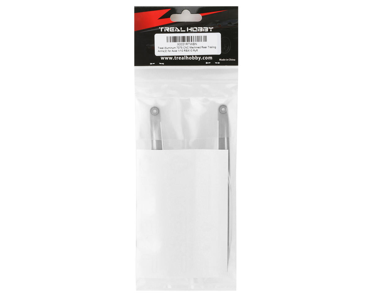 Treal Hobby Axial RBX10 Ryft Aluminum Rear Trailing Arms (Silver) (2)