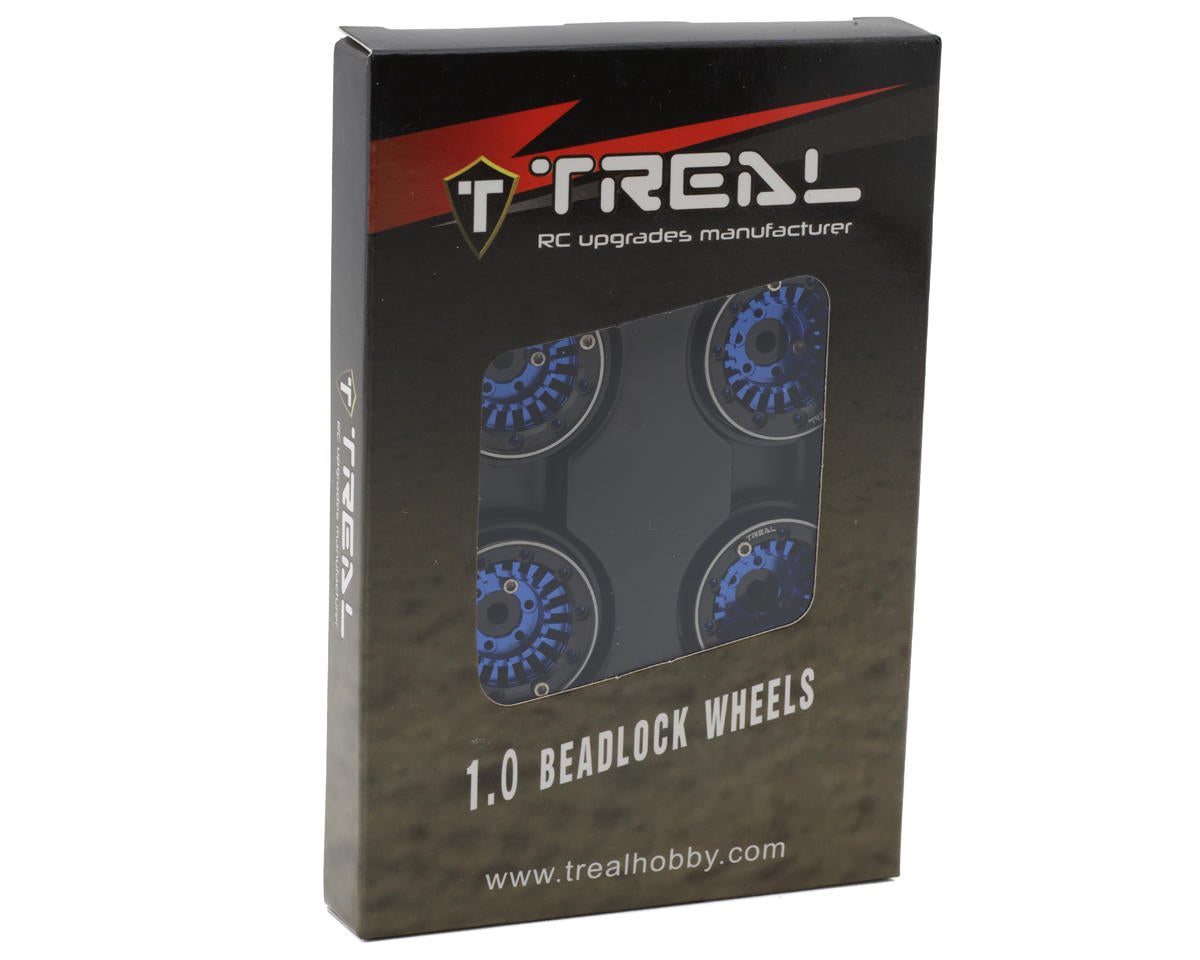 Treal Hobby Type C 1.0" Aluminum Beadlock Crawler Wheels (Blue) (4) (27.3g)