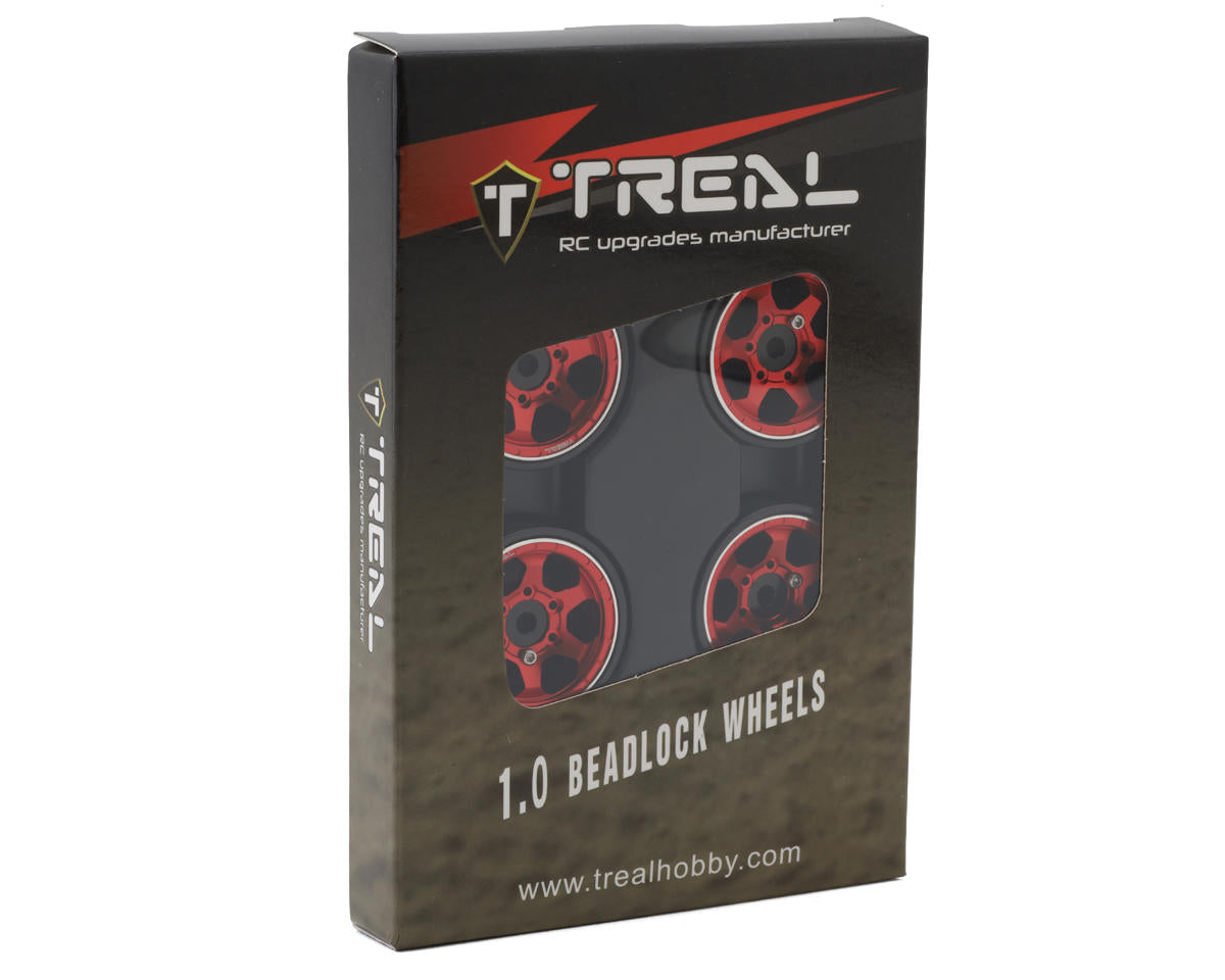 Treal Hobby Type D 1.0" Concave 6-Spoke Beadlock Wheels (Red) (4) (21.2g)
