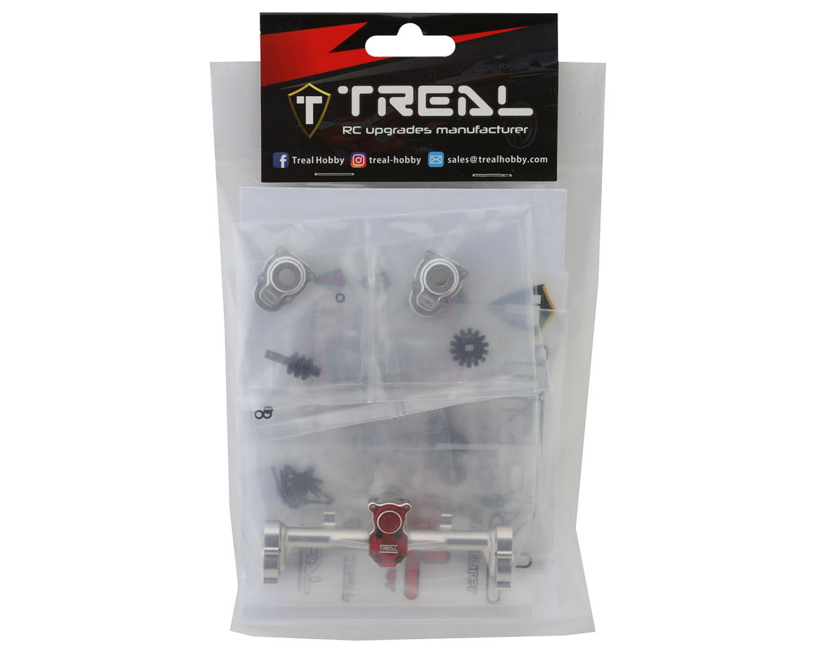 Treal Hobby Axial SCX24 Aluminum Rear Portal Axle Upgrade Kit (Silver)