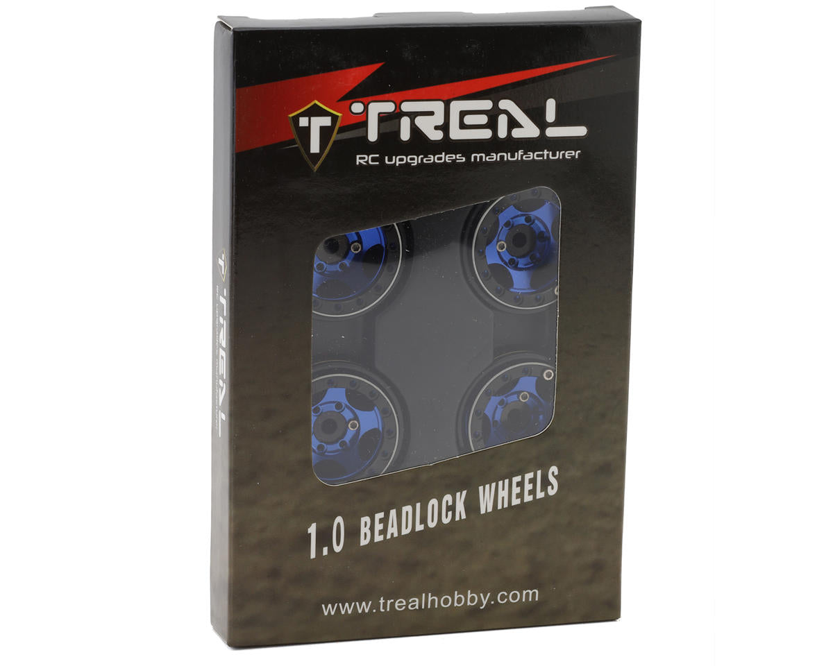 Treal Hobby Type B 1.0" 5-Spoke Beadlock Wheels (Black/Blue) (4) (22.4g)
