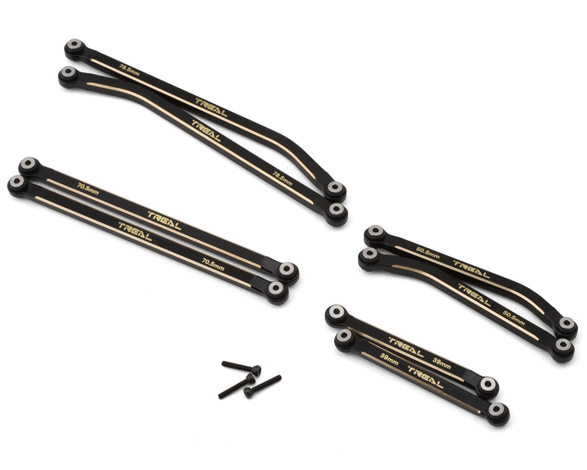 Treal Hobby Axial SCX24 Brass High Clearance Suspension Links Set (Black) (44g)
