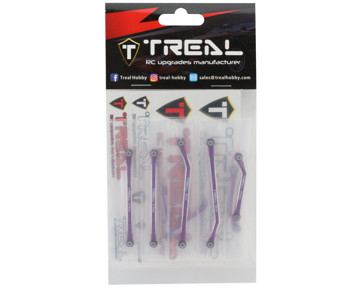 Treal Hobby Axial SCX24 Aluminum High Clearance Link Set (Purple) (Deadbolt)