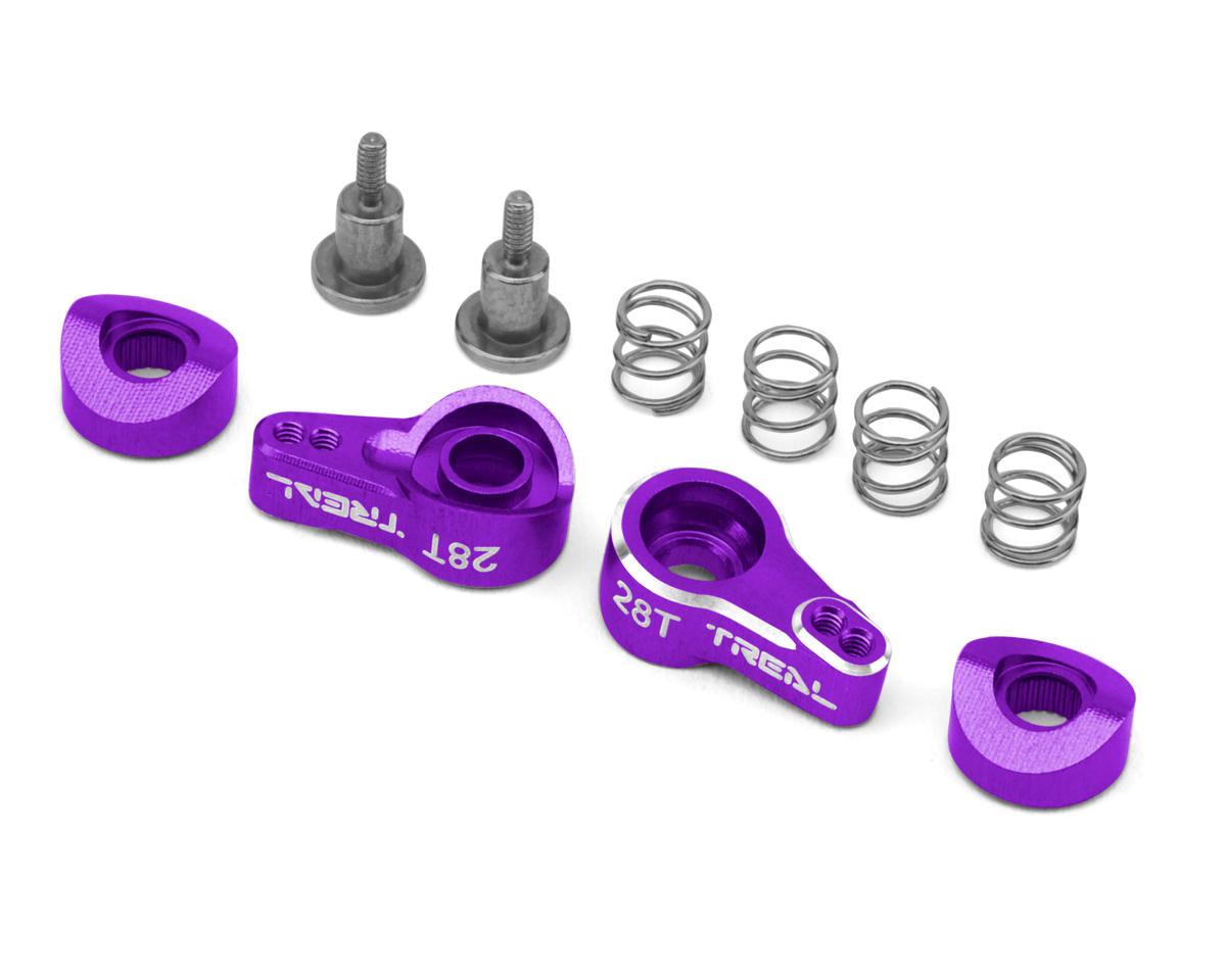 Treal Hobby Axial SCX30 7075 Aluminum Servo Savers (Purple) (28T) (2)