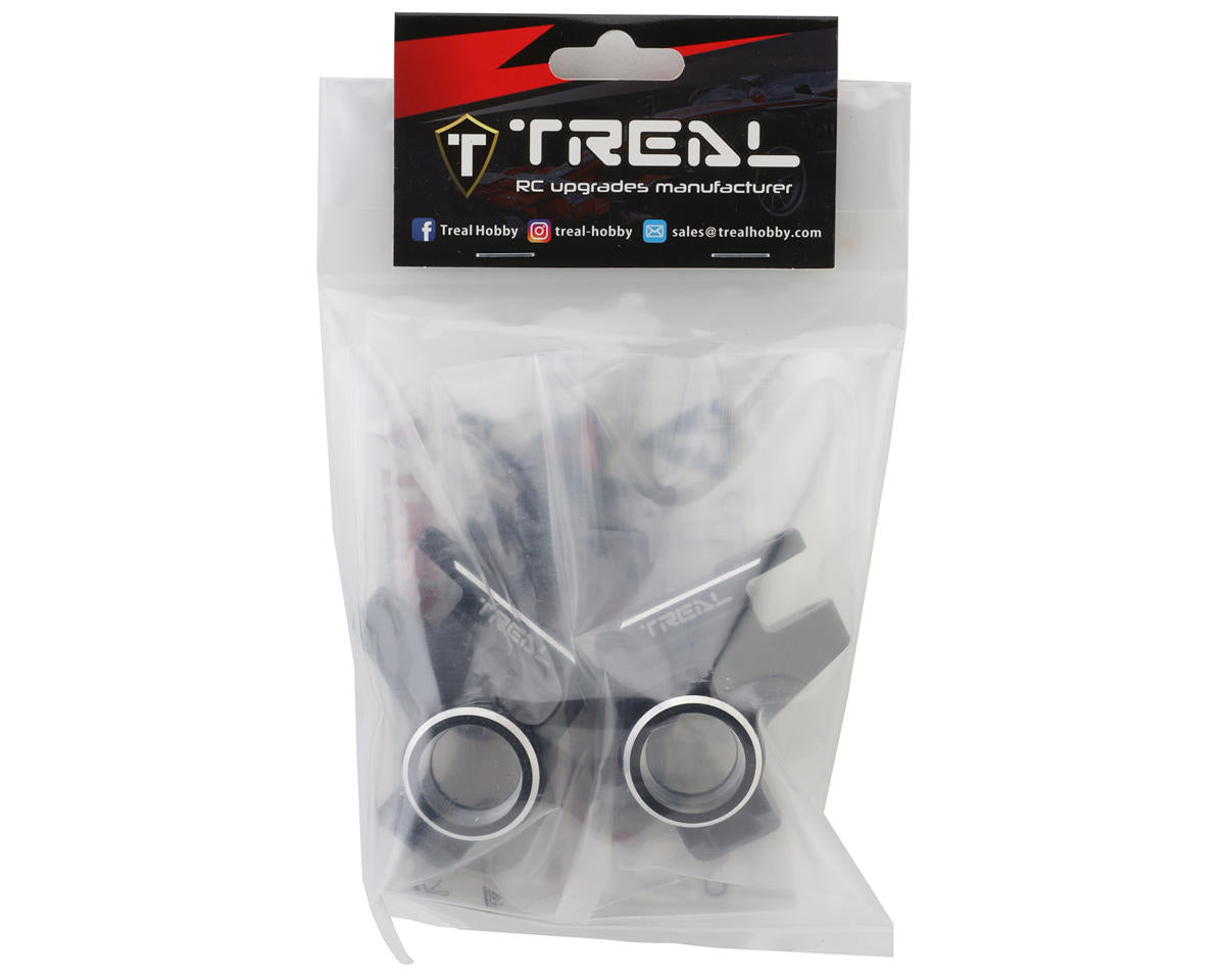 Treal Hobby SCX6 Aluminum Front Steering Knuckles (Black) (2)