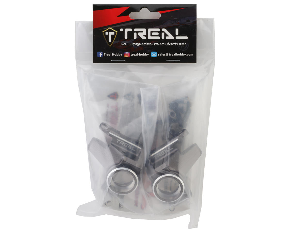 Treal Hobby SCX6 Aluminum Front Steering Knuckles (Titanium) (2)