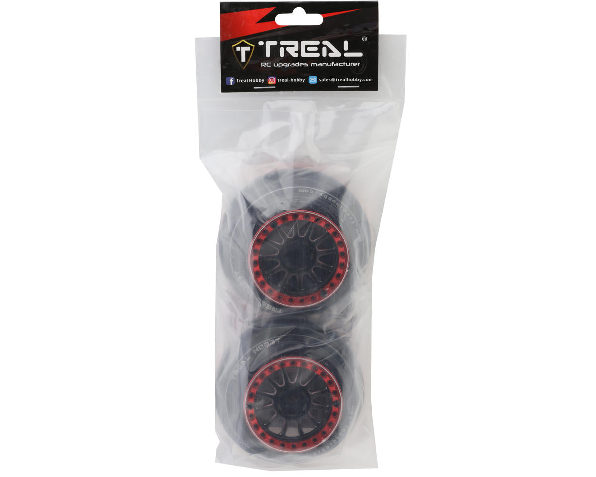 Treal Hobby Type A Aluminum Beadlock Wheels for Traxxas® UDR® (Black/Red) (2)