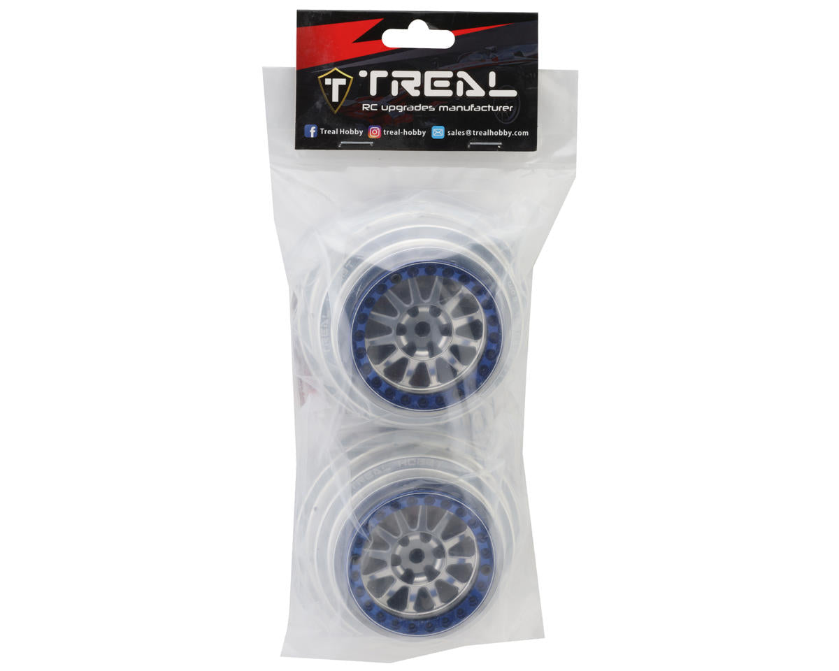 Treal Hobby Type A Aluminum Beadlock Wheels for Traxxas® UDR® (Silver/Blue) (2)