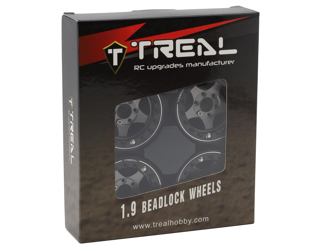 Treal Hobby 1.9" Type E Classic 5-Spoke Beadlock Wheels (Grey/Black) (4)