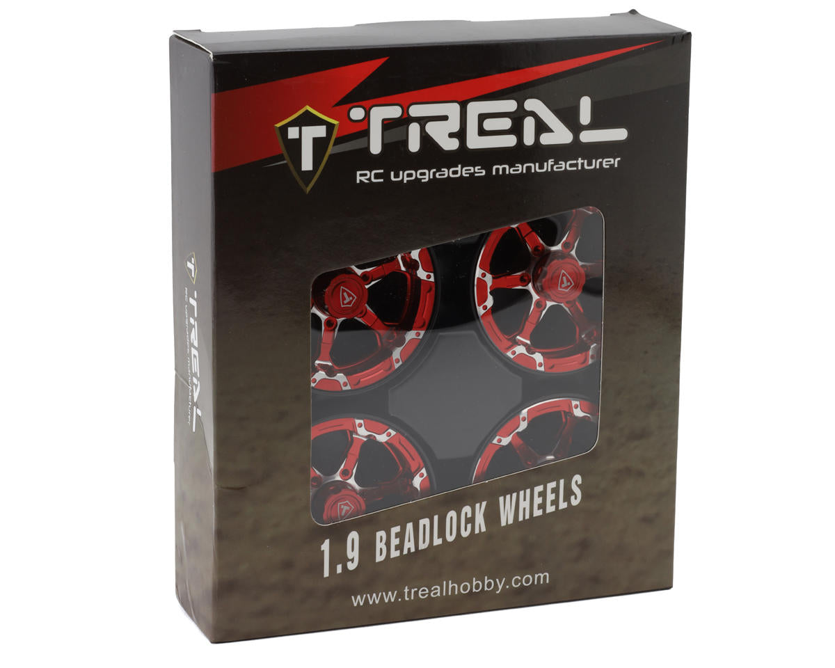 Treal Hobby Type 4P 1.9" 6-Spoke Beadlock Wheels (Red) (4)