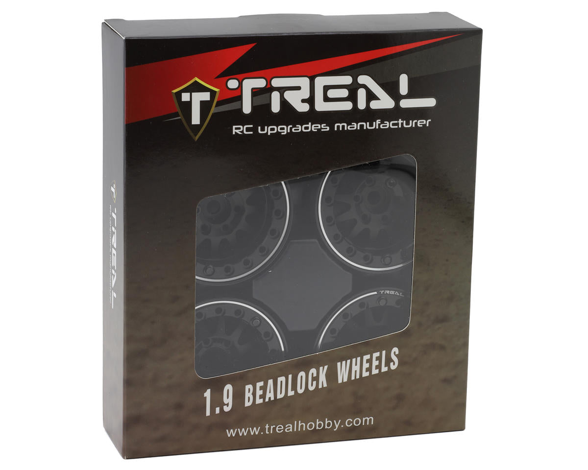 Treal Hobby Type D 1.9" 12-Spoke Beadlock Wheels (Black) (4)