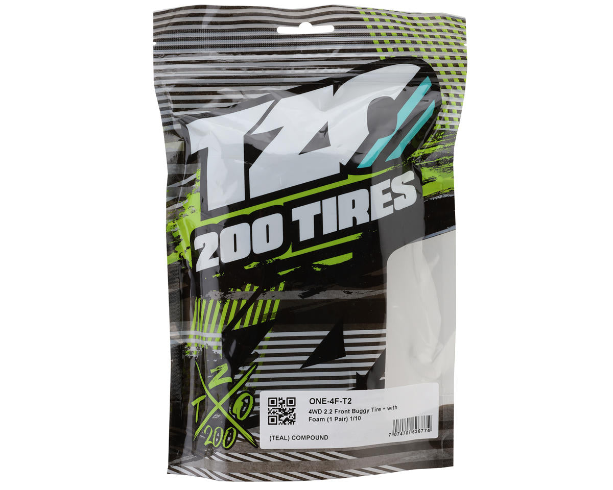 TZO Tires One 2.2" 4WD Front 1/10 Slick Buggy Tire (2) (Teal)