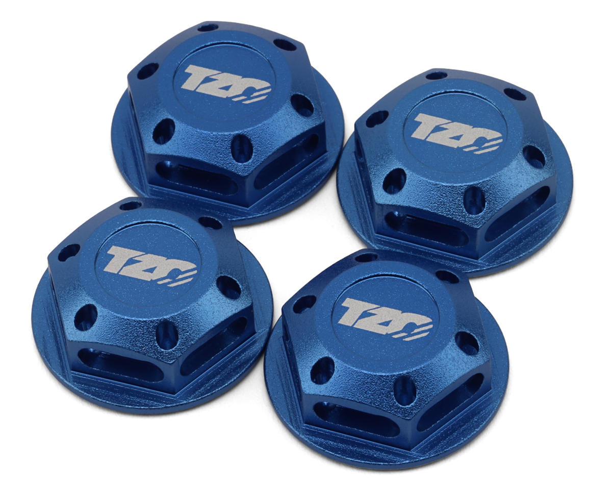 TZO Tires 17mm Aluminum "TZO Logo" Covered Serrated Wheel Nuts (Blue) (4)