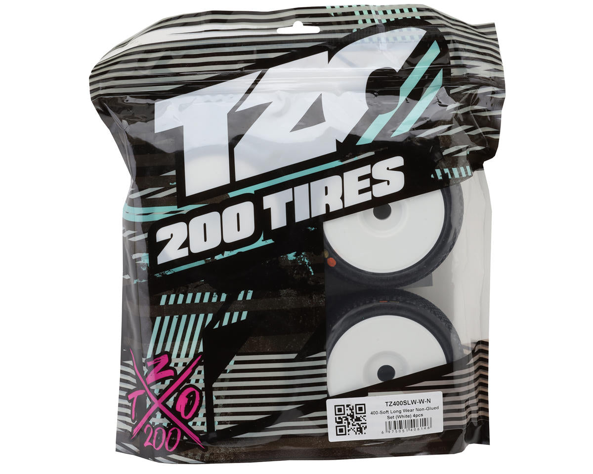 TZO Tires 400 1/8 Buggy Non-Glued Tire Set (White) (4) (Soft - Long Wear)