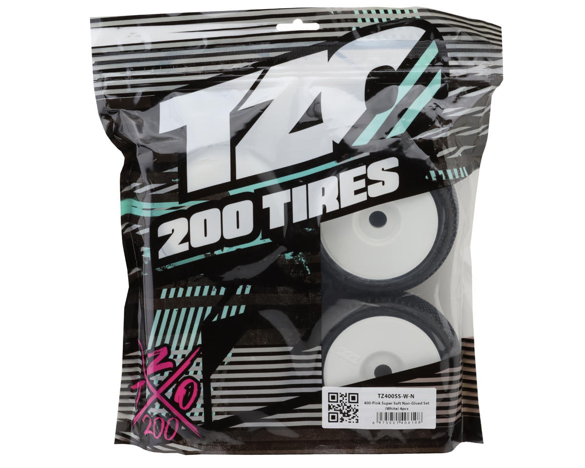 TZO Tires 400 1/8 Buggy Non-Glued Tire Set (White) (4) (Super Soft)