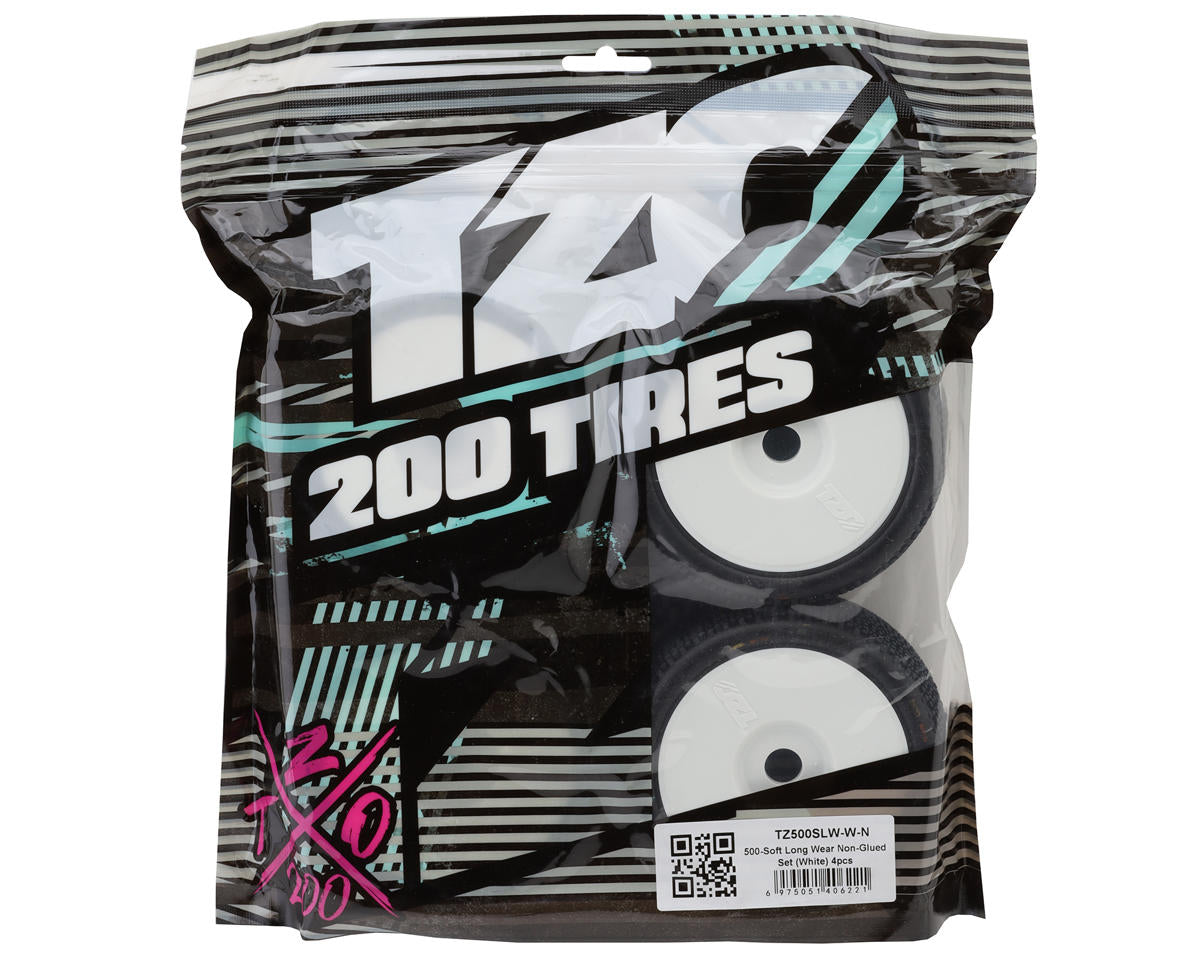 TZO Tires 500 1/8 Buggy Non-Glued Tire Set (White) (4) (Soft - Long Wear)