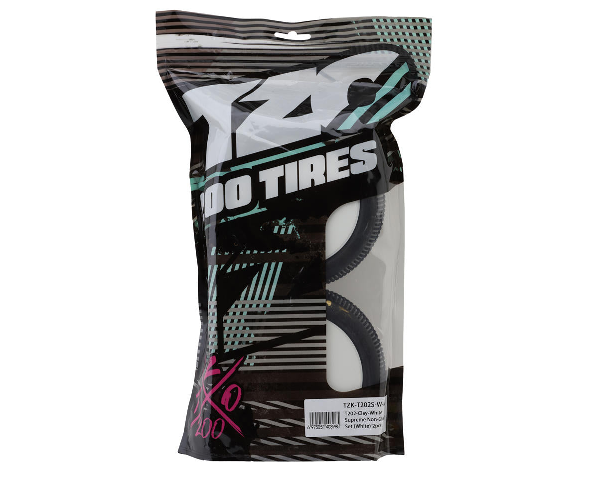 TZO Tires 202 1/8 Truggy Non-Glued Tire Set (White) (2) (Supreme Clay)