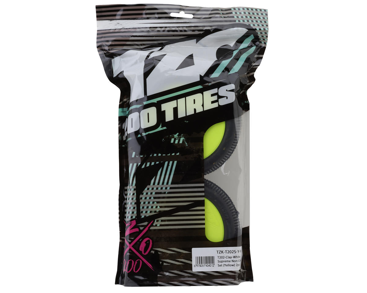 TZO Tires 202 1/8 Truggy Non-Glued Tire Set (Yellow) (2) (Supreme Clay)