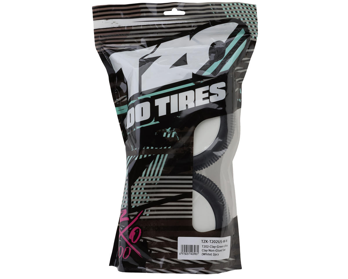 TZO Tires 202 1/8 Truggy Non-Glued Tire Set (White) (2) (Ultra Clay)