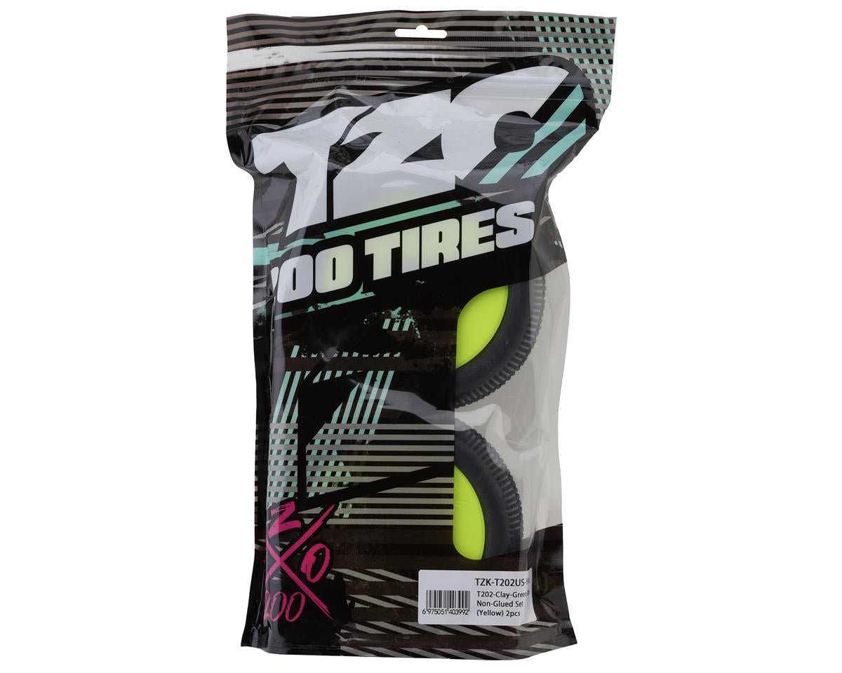 TZO Tires 202 1/8 Truggy Non-Glued Tire Set (Yellow) (2) (Ultra Clay)