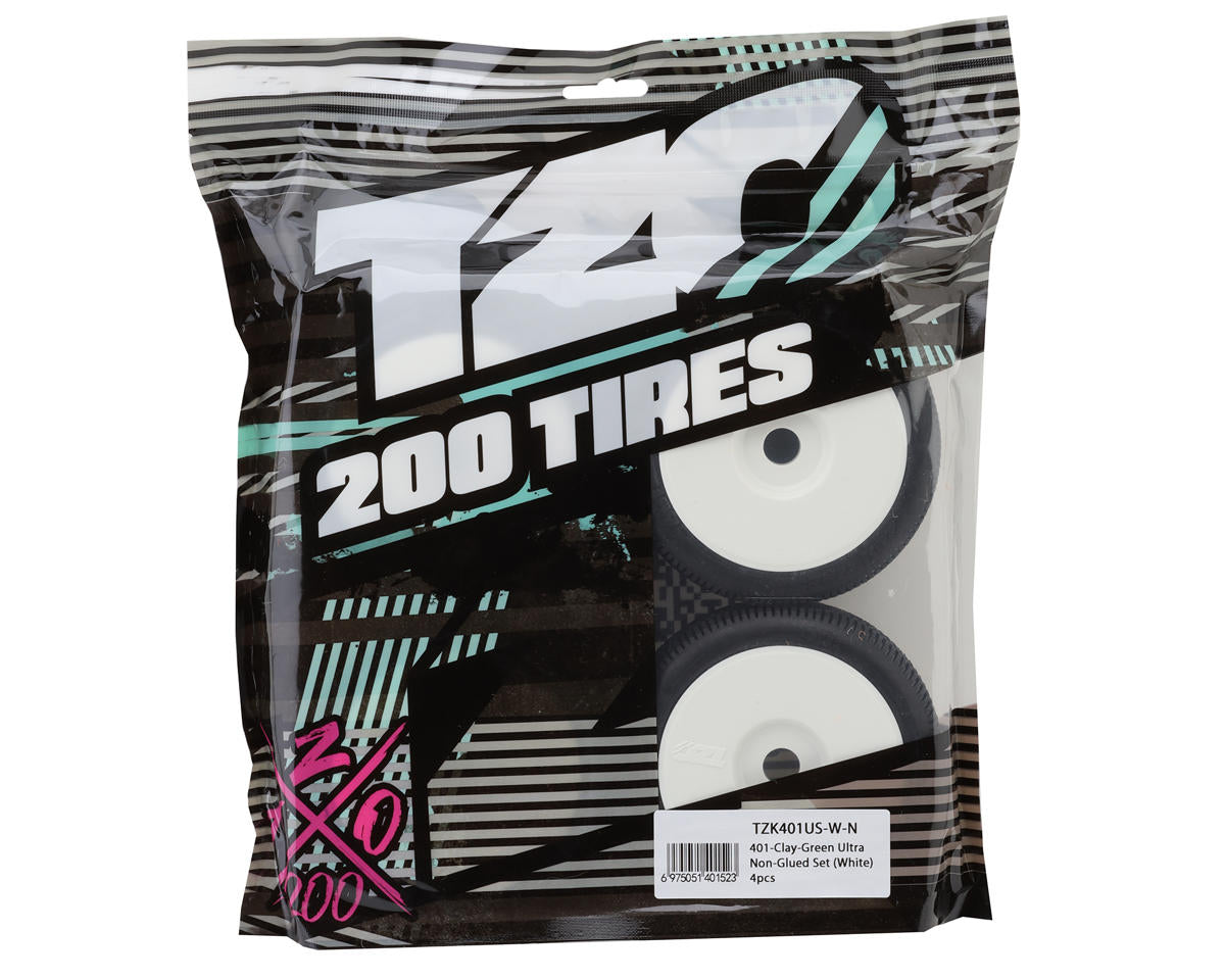 TZO Tires 401 1/8 Buggy Non-Glued Tire Set (White) (4) (Ultra Clay)