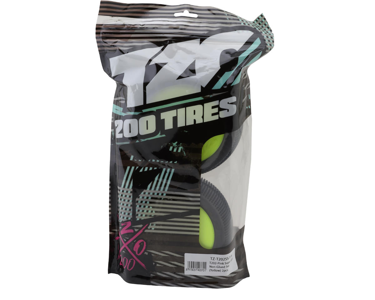 TZO Tires 202 1/8 Truggy Non-Glued Tire Set (Yellow) (2) (Super Soft)