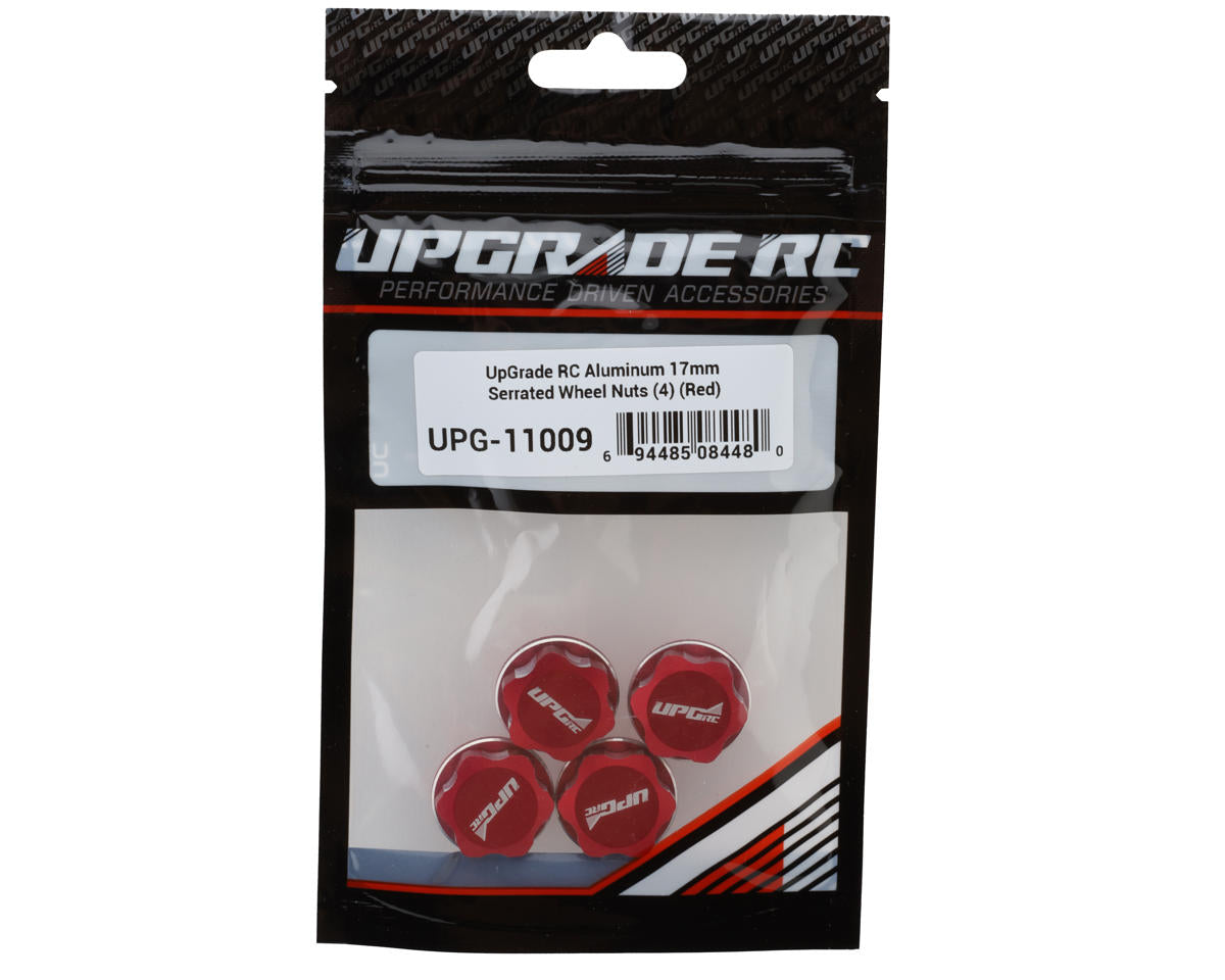 UpGrade RC Aluminum 17mm Serrated Wheel Nuts (4) (Red) (Coarse Thread)