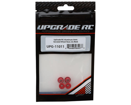 UpGrade RC Aluminum 4mm Serrated Wheel Nuts (4) (Red)