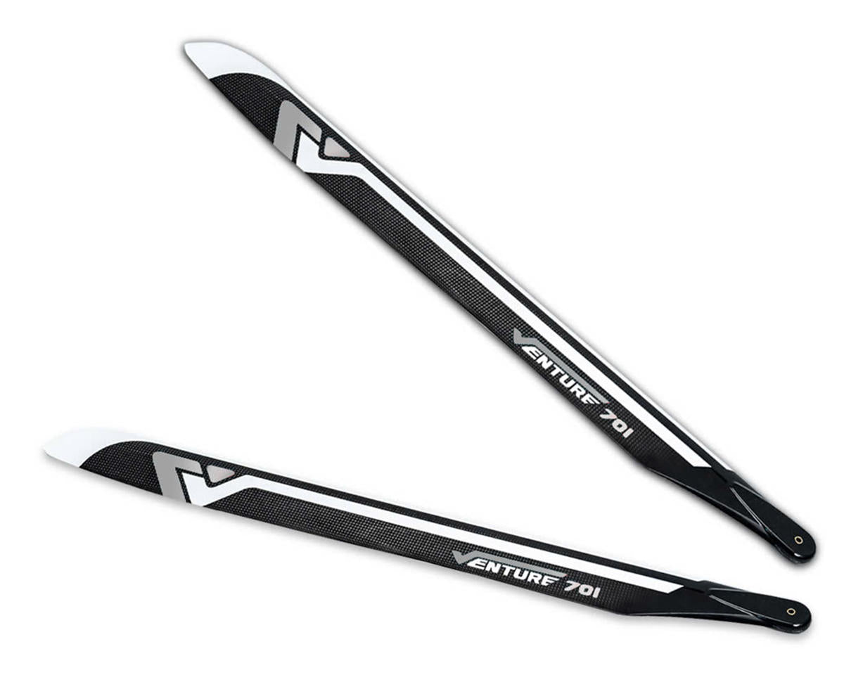 Venture Blades 701mm Premium Carbon Fiber Main Blades (Silver) (2)