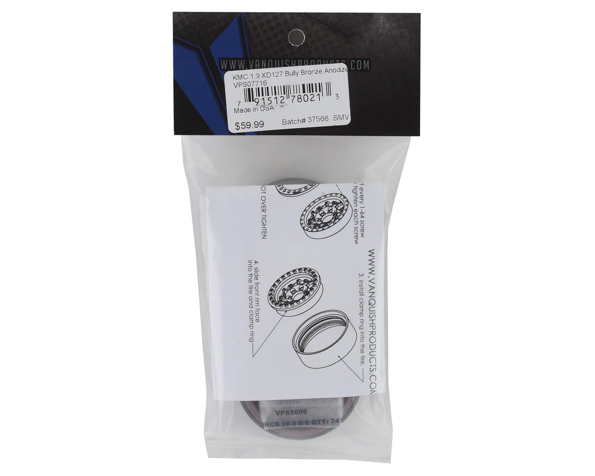 Vanquish Products 1.9" KMC XD127 Bully CNC Aluminum Crawler Beadlock Wheels