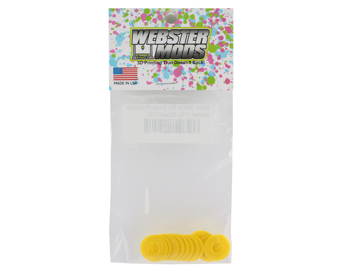 Webster Mods 1/10 Scale Protective Body Washers (12) (Yellow)