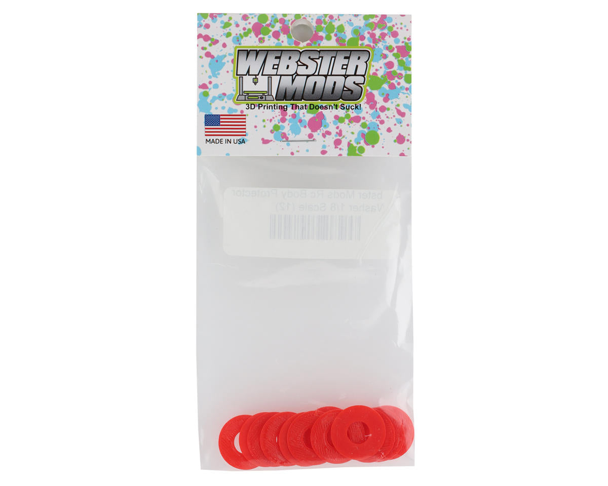 Webster Mods 1/8 Scale Protective Body Washers (12) (Red)
