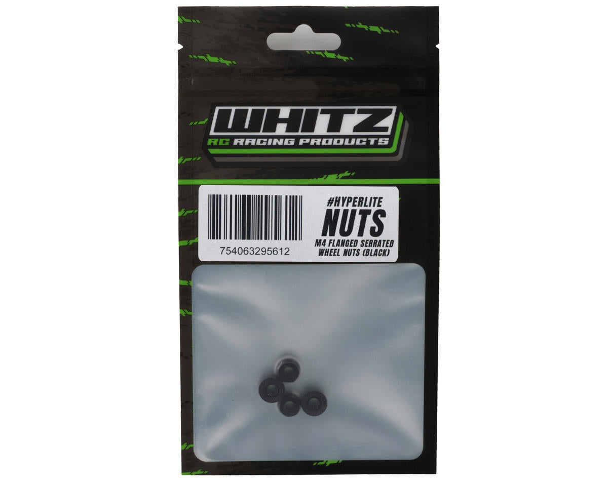 Whitz Racing Products 4mm Flanged Wheel Nuts (Black) (4)
