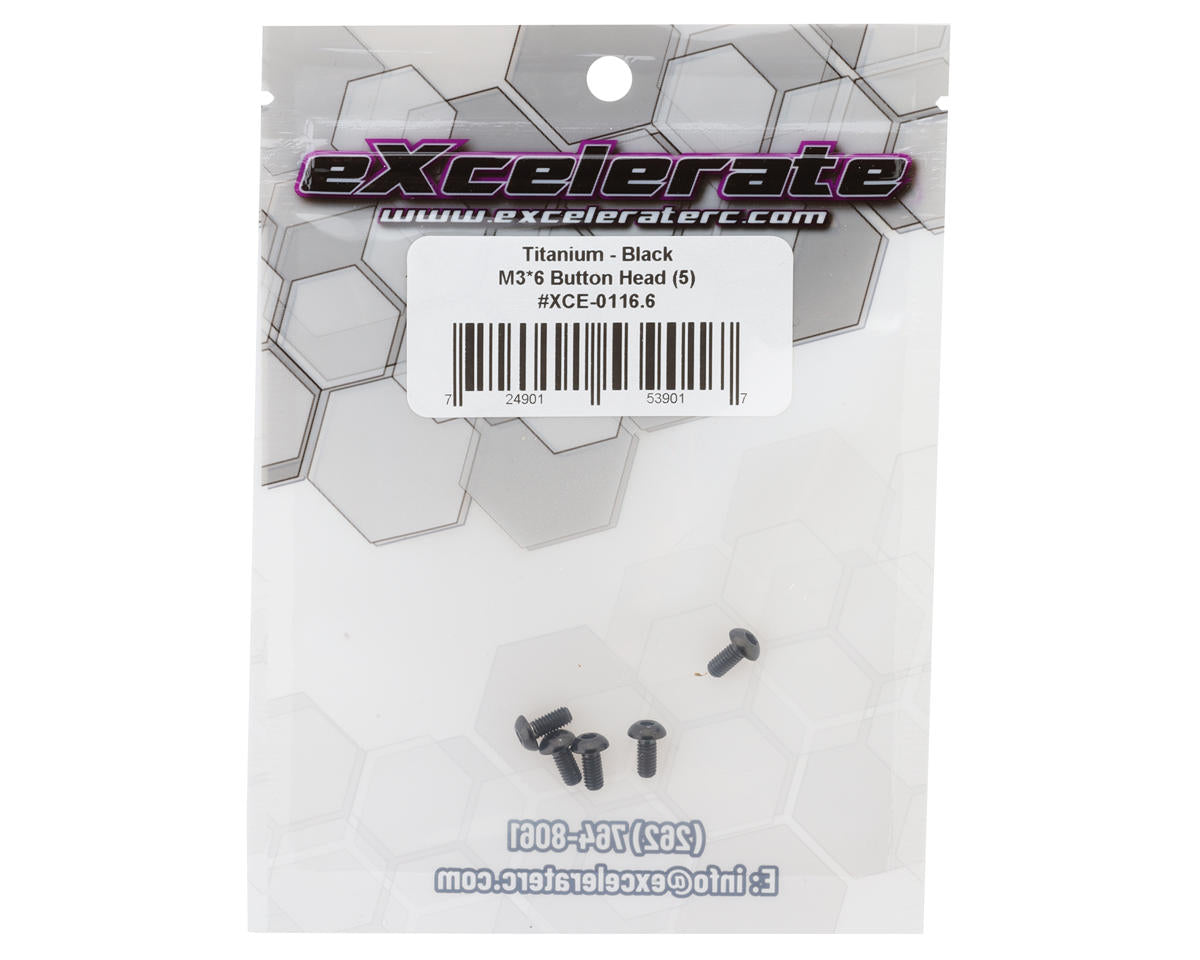 eXcelerate Titanium Button Head Screw (Black) (5) (3x6mm)