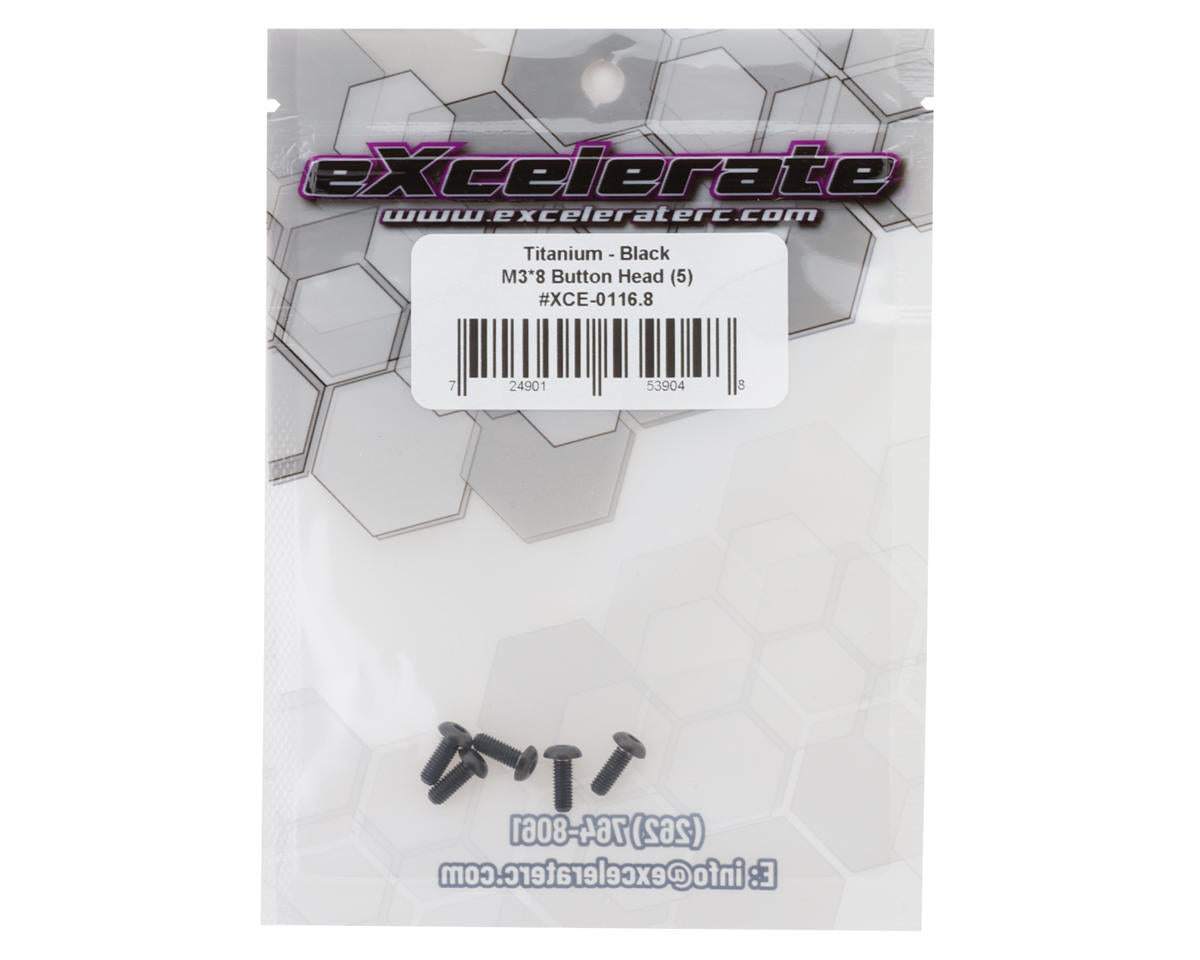eXcelerate Titanium Button Head Screw (Black) (5) (3x8mm)