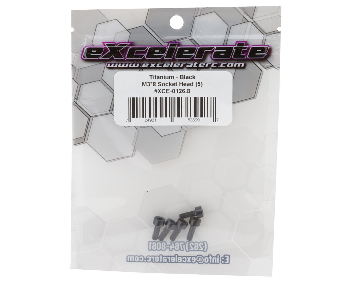 eXcelerate Titanium Socket Head Screw (Black) (5) (3x8mm)