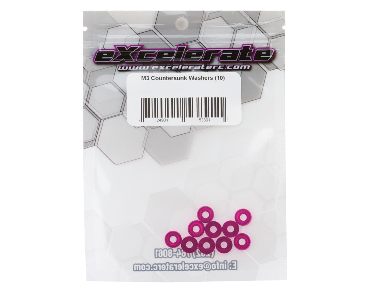 eXcelerate 3mm Countersunk Washers (Pink) (10)