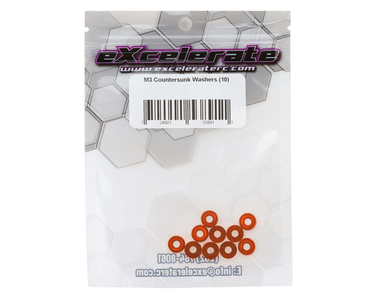 eXcelerate 3mm Countersunk Washers (Orange) (10)