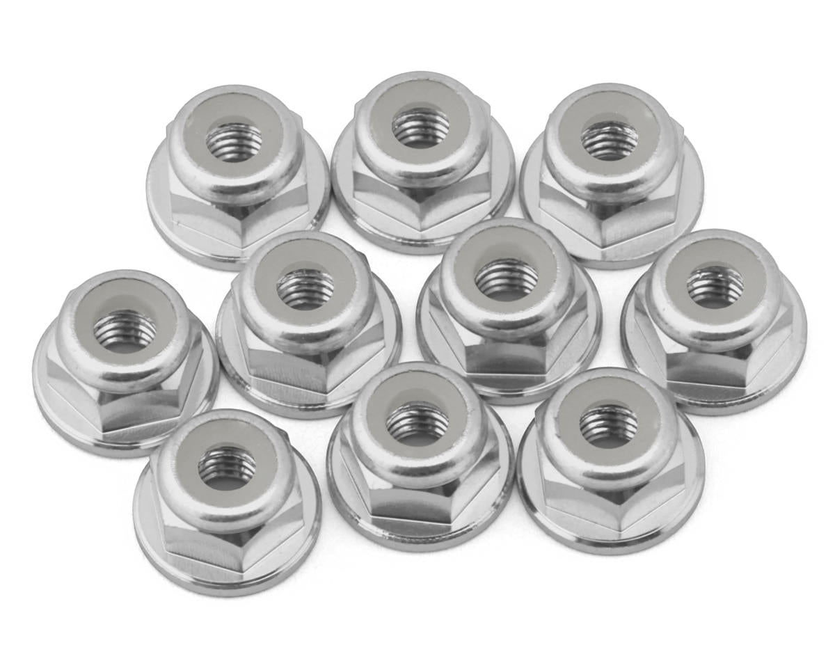 eXcelerate 4mm Flanged Aluminum Lock Nuts (Silver) (10)