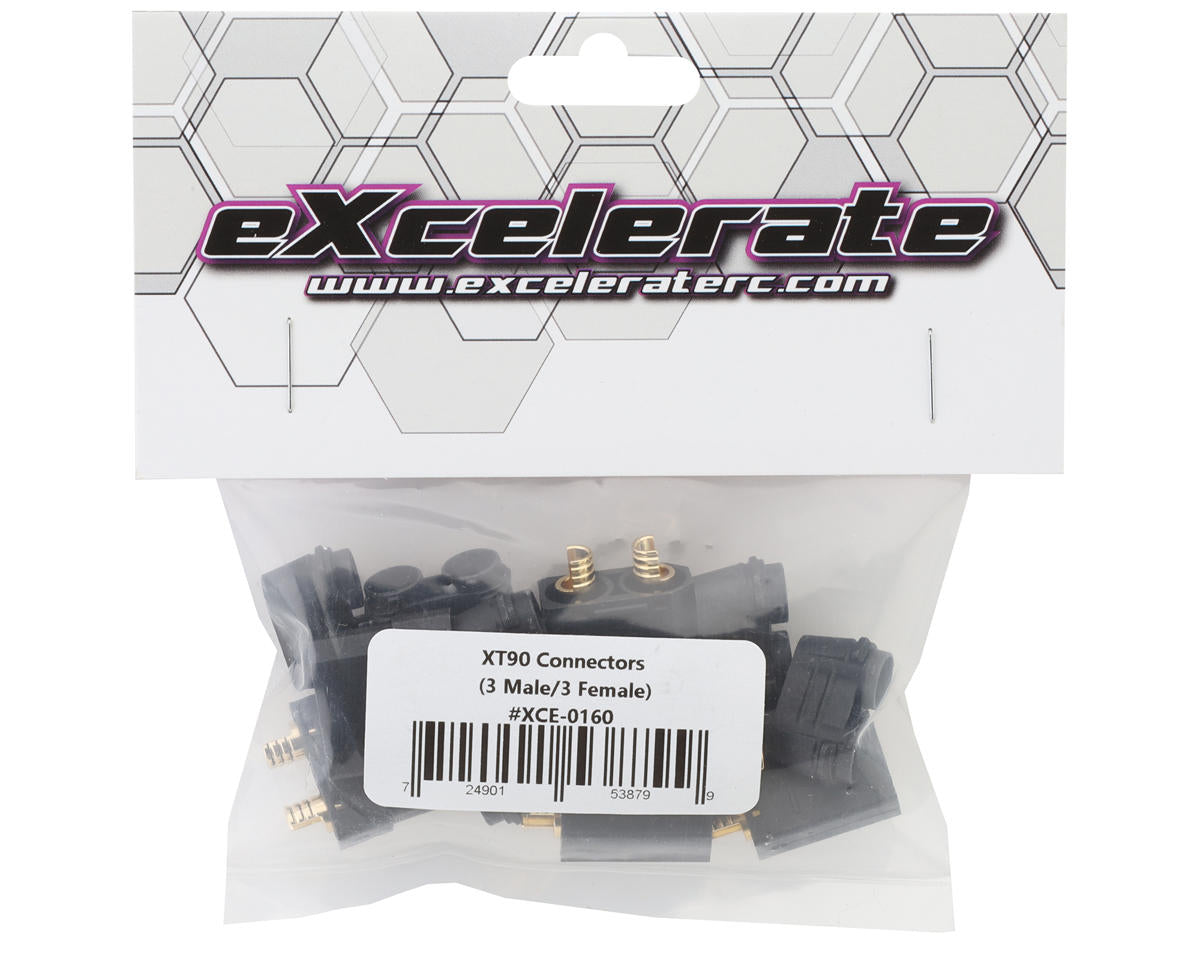 eXcelerate XT90 Connector Set (Black) (3 Male/3 Female)