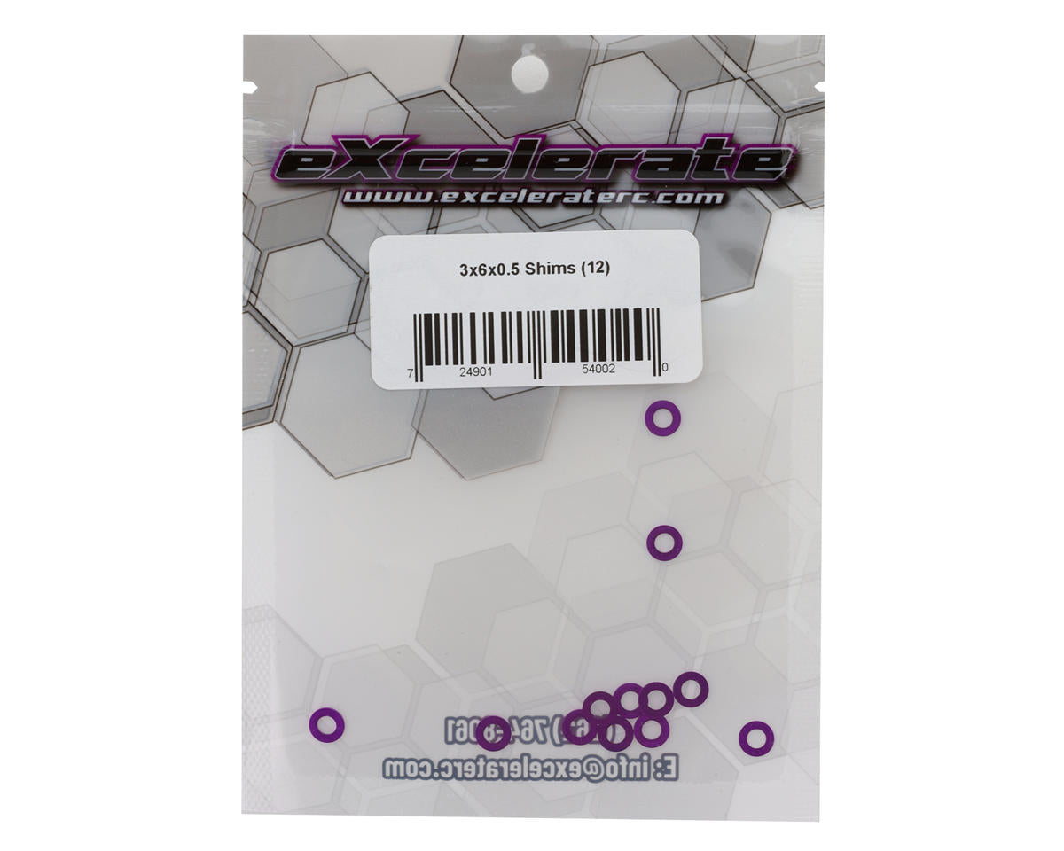 eXcelerate 3x6x0.5mm Aluminum Shims (Purple) (12)