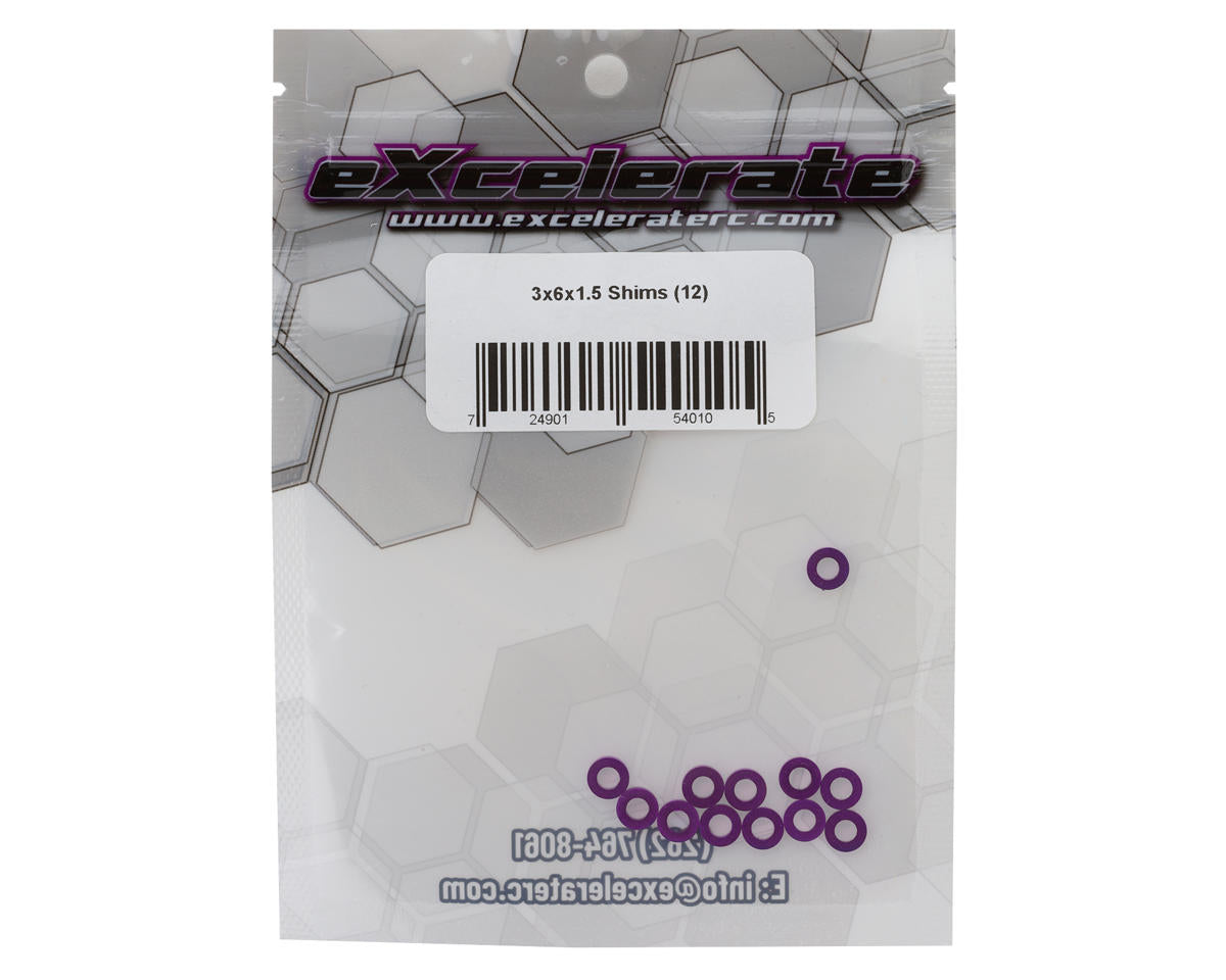 eXcelerate 3x6x1.5mm Aluminum Shims (Purple) (12)