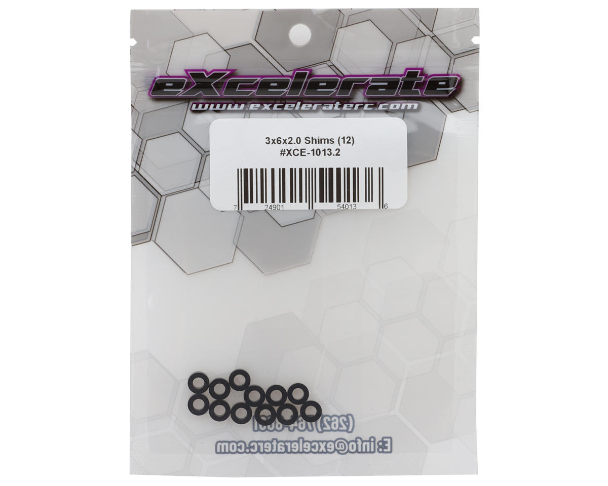 eXcelerate 3x6x2mm Aluminum Shims (Black) (12)