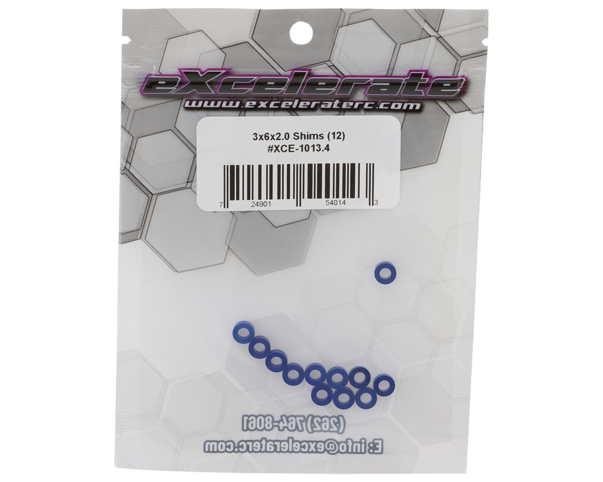 eXcelerate 3x6x2mm Aluminum Shims (Blue) (12)