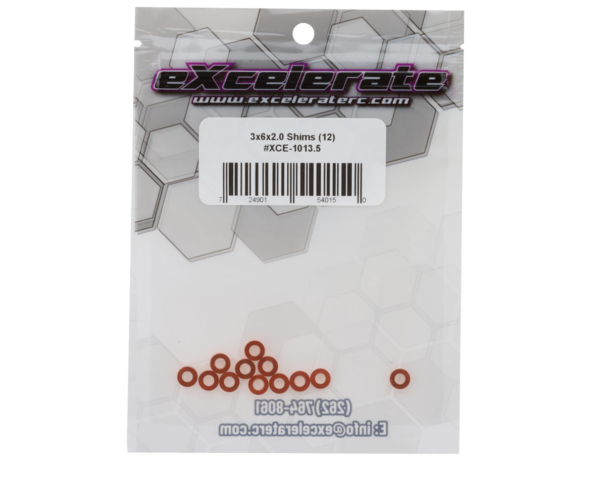 eXcelerate 3x6x2mm Aluminum Shims (Orange) (12)