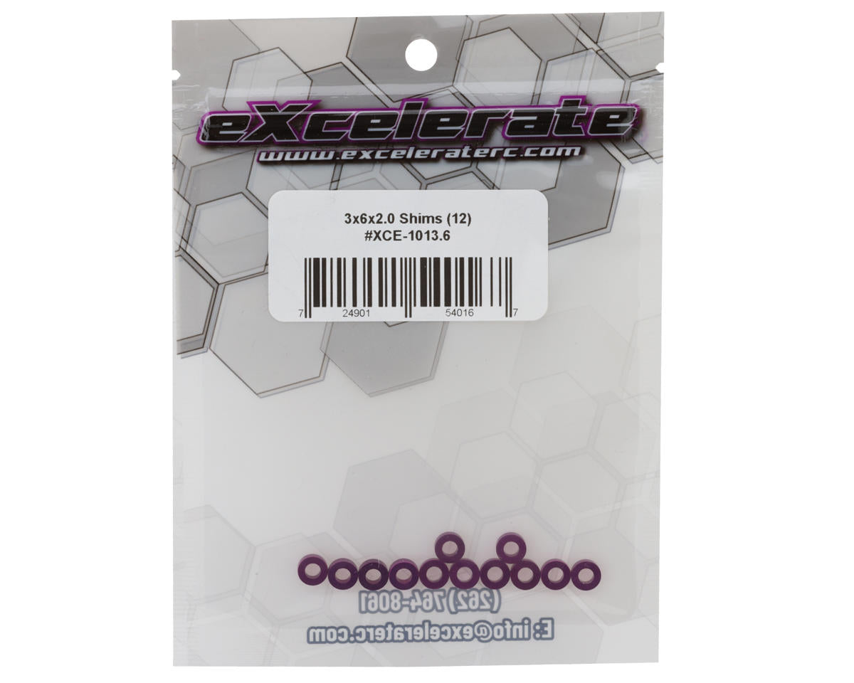 eXcelerate 3x6x2mm Aluminum Shims (Purple) (12)