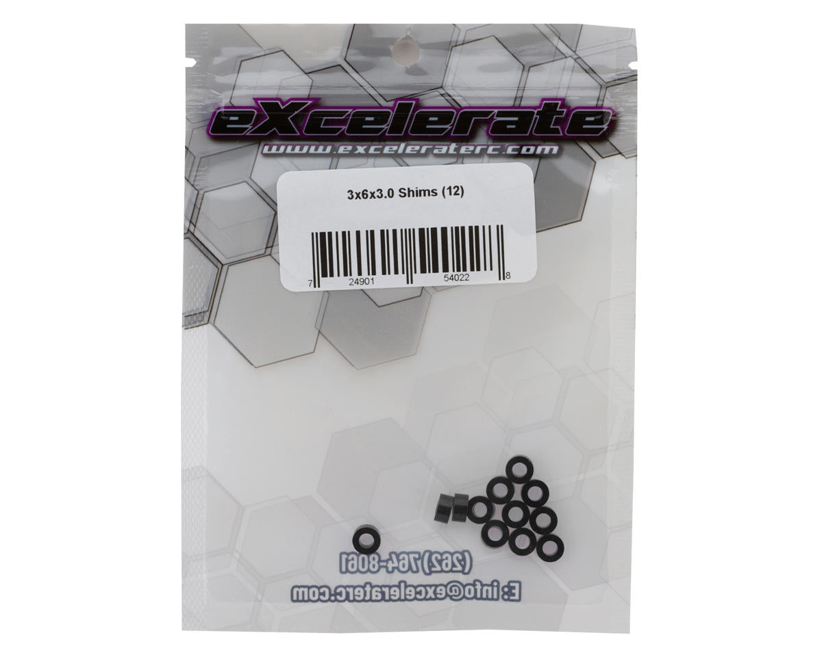 eXcelerate 3x6x3mm Aluminum Shims (Black) (12)