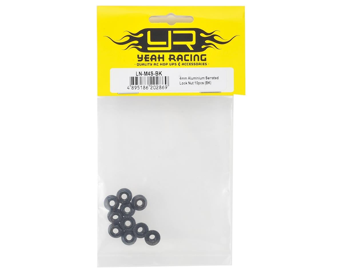 Yeah Racing 4mm Aluminum Serrated Lock Nut (10) (Black)